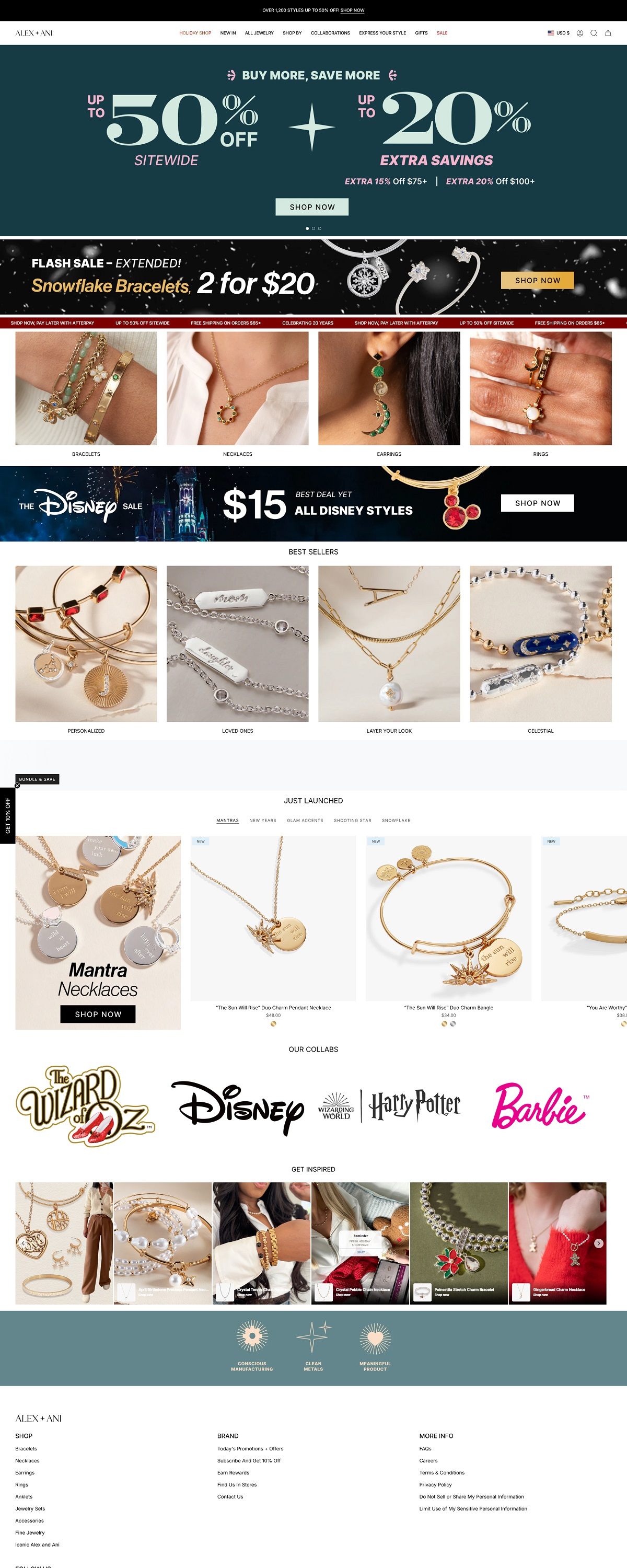 eCommerce website: Alex and Ani