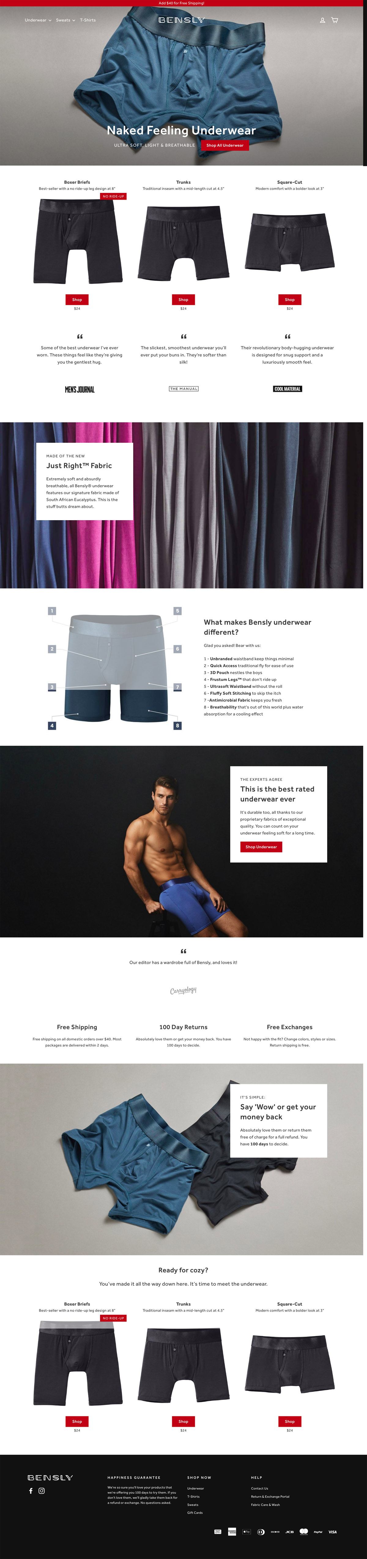 eCommerce website: Bensly
