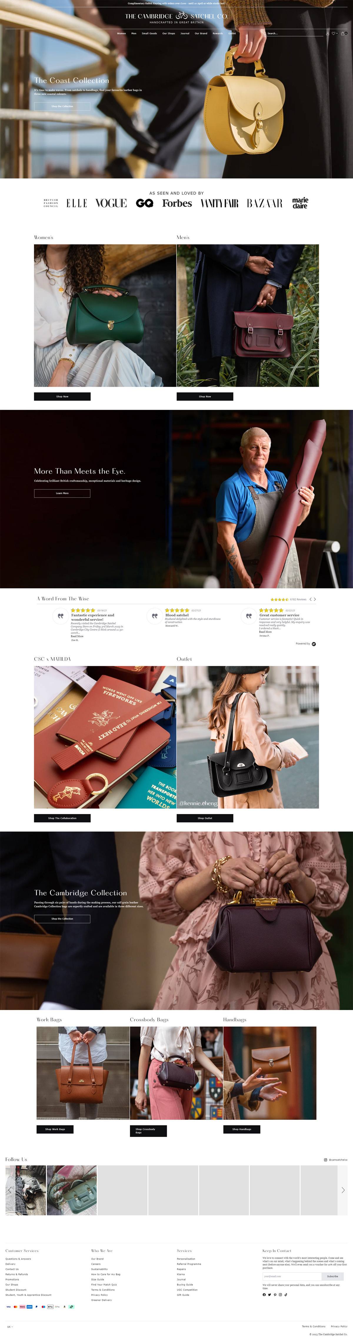 eCommerce website: The Cambridge Satchel Company