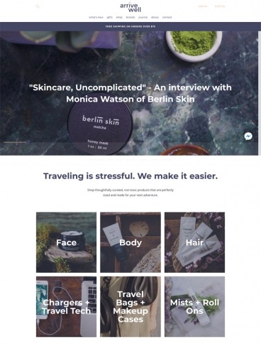 eCommerce website: Arrive Well