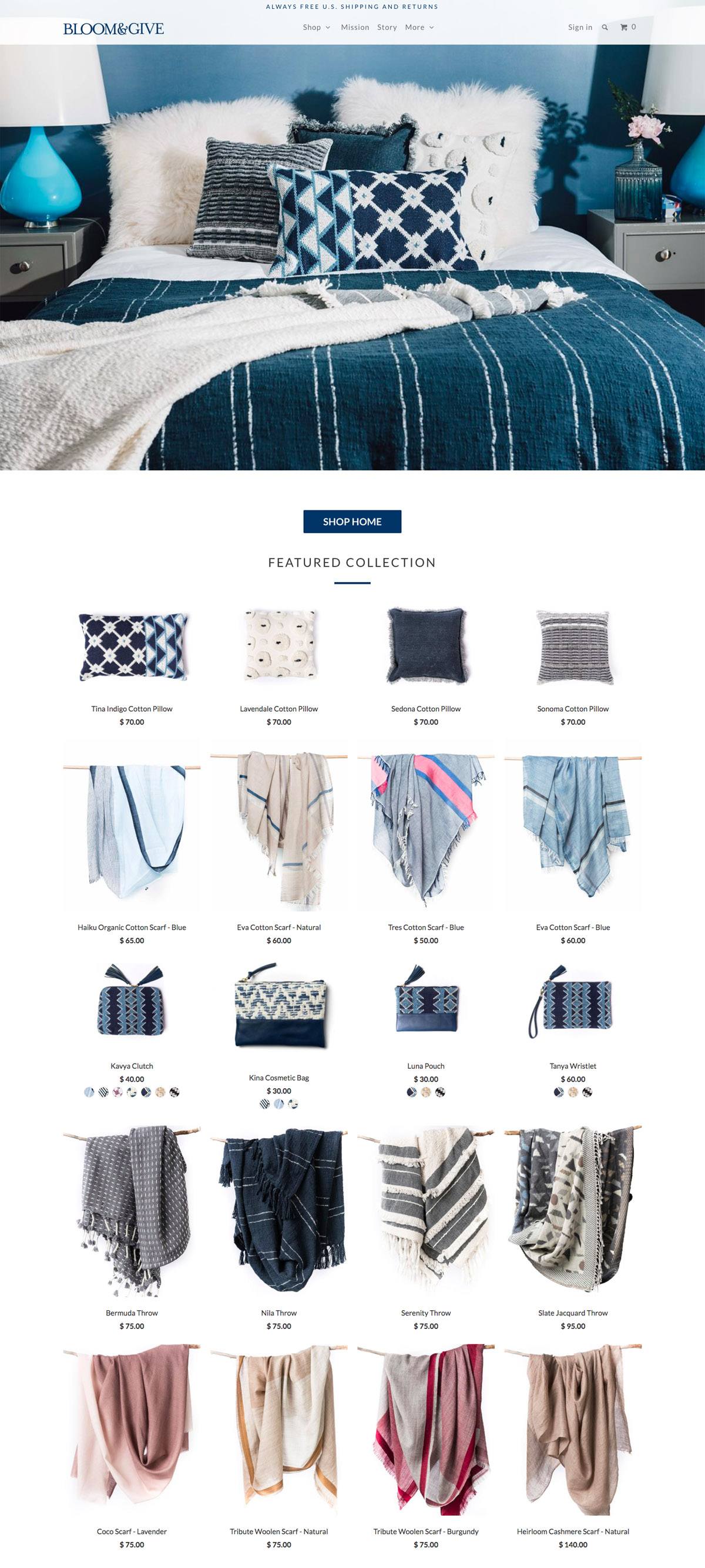 eCommerce website: Bloom & Give