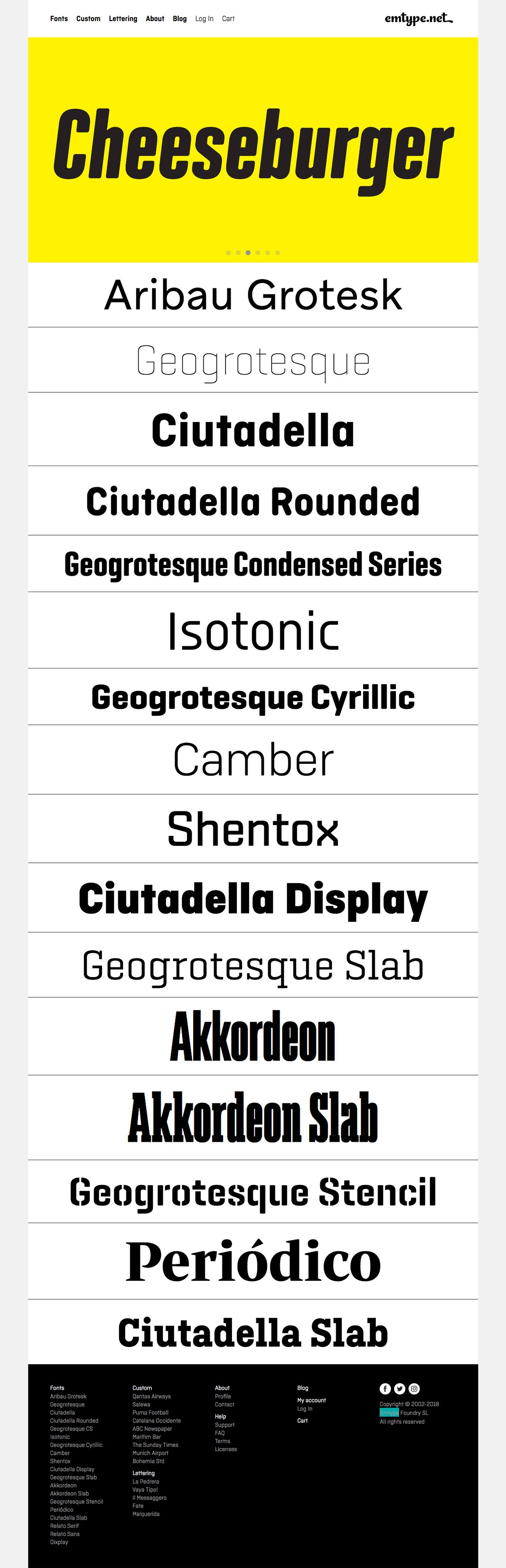 eCommerce website: Emtype Foundry