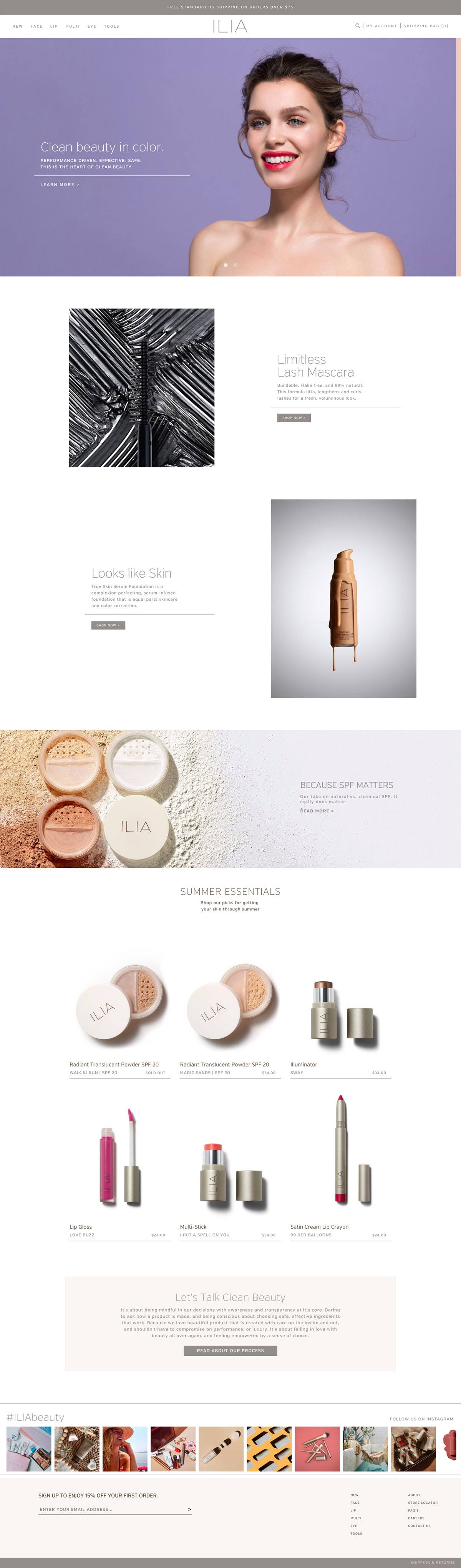 eCommerce website: Ilia