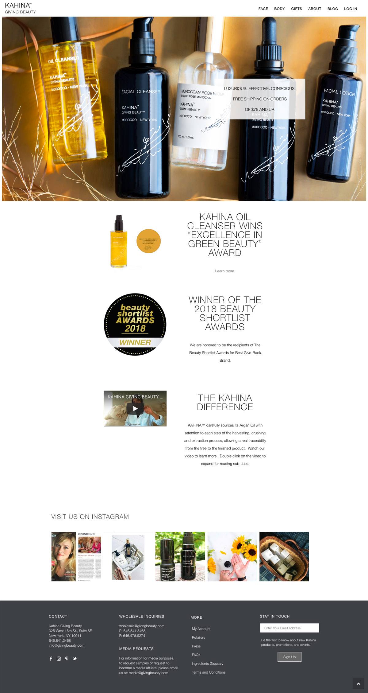 eCommerce website: Kahina