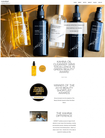 eCommerce website: Kahina