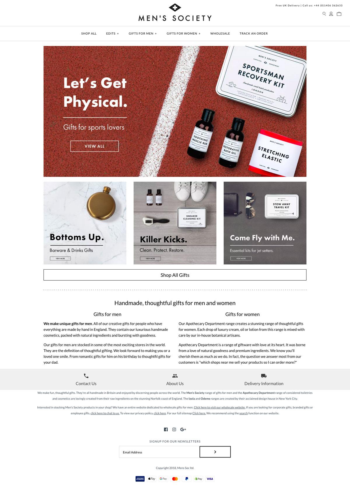 eCommerce website: Men’s Society