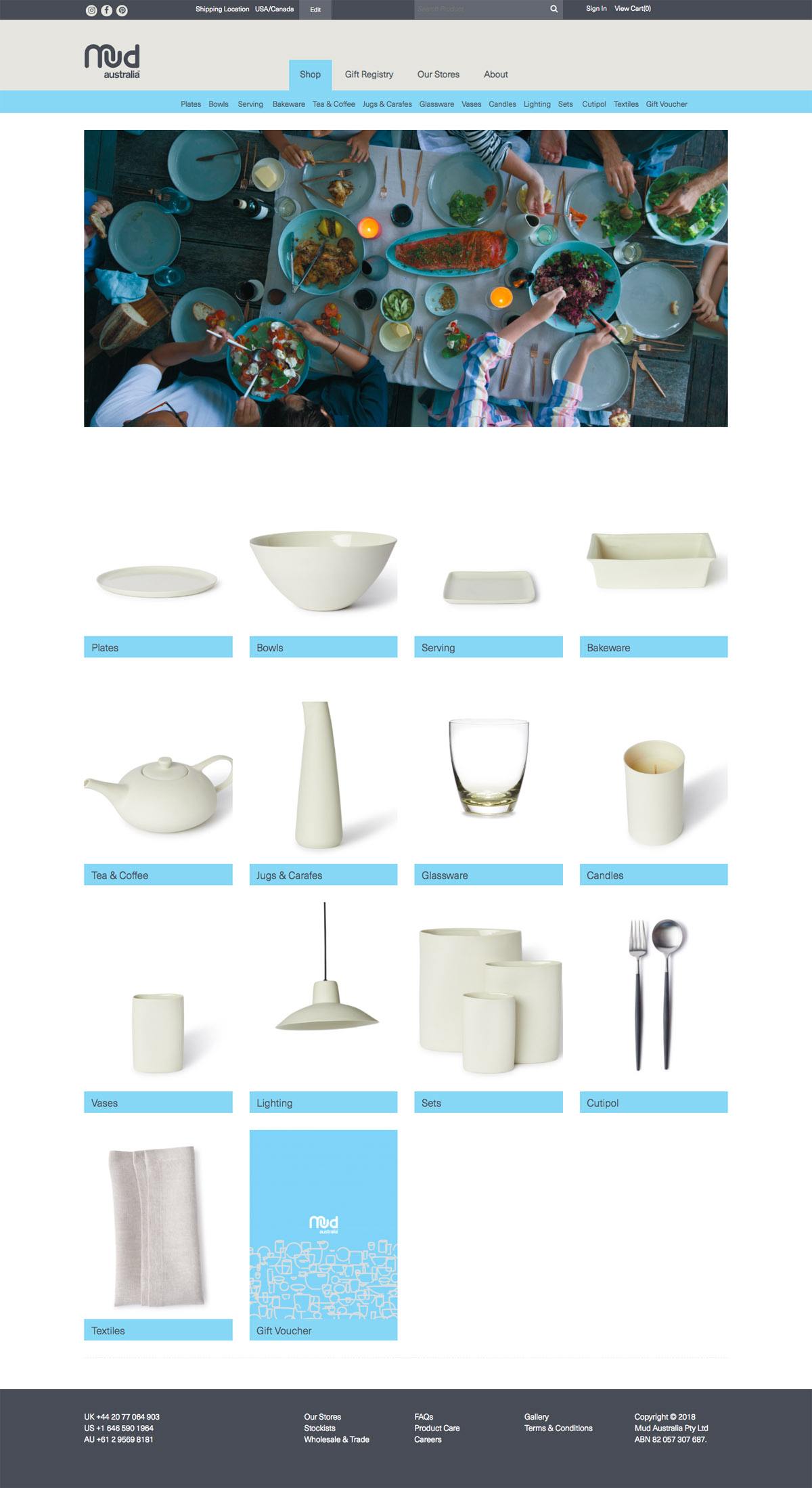 eCommerce website: Mud Australia