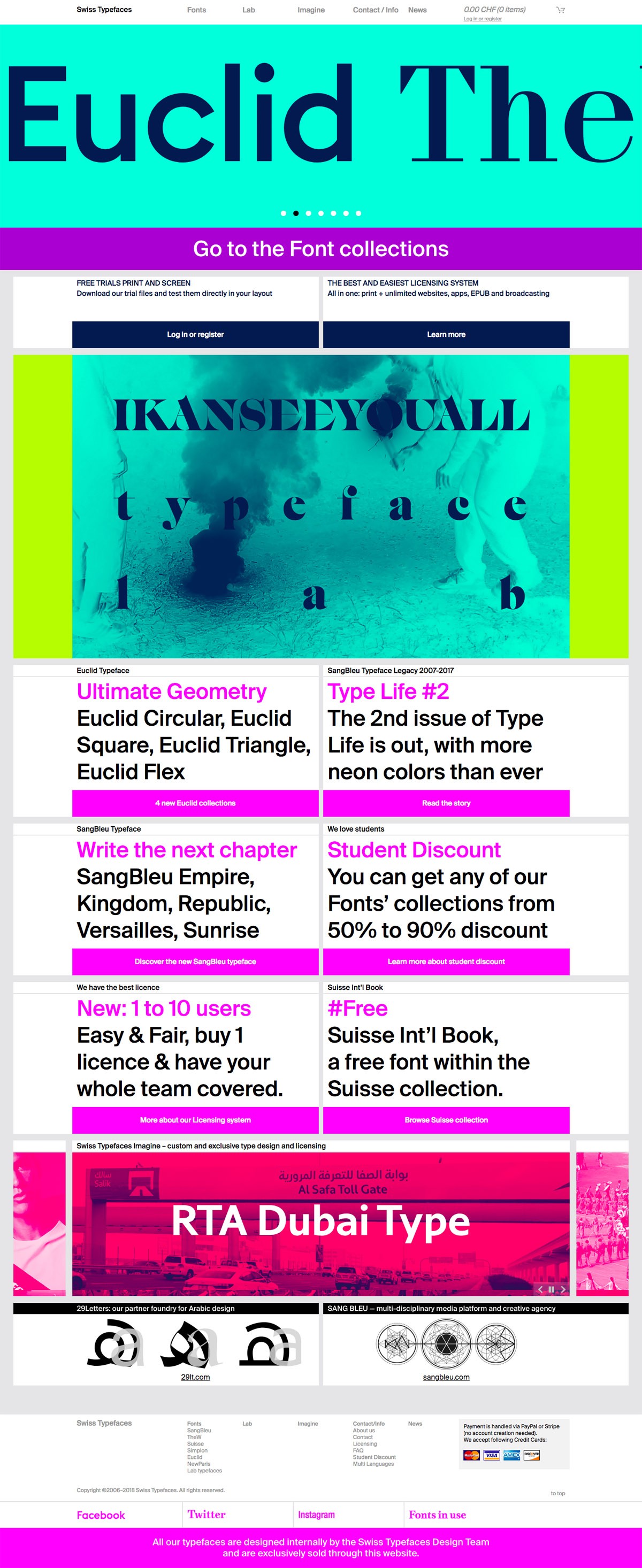 eCommerce website: Swiss Typefaces