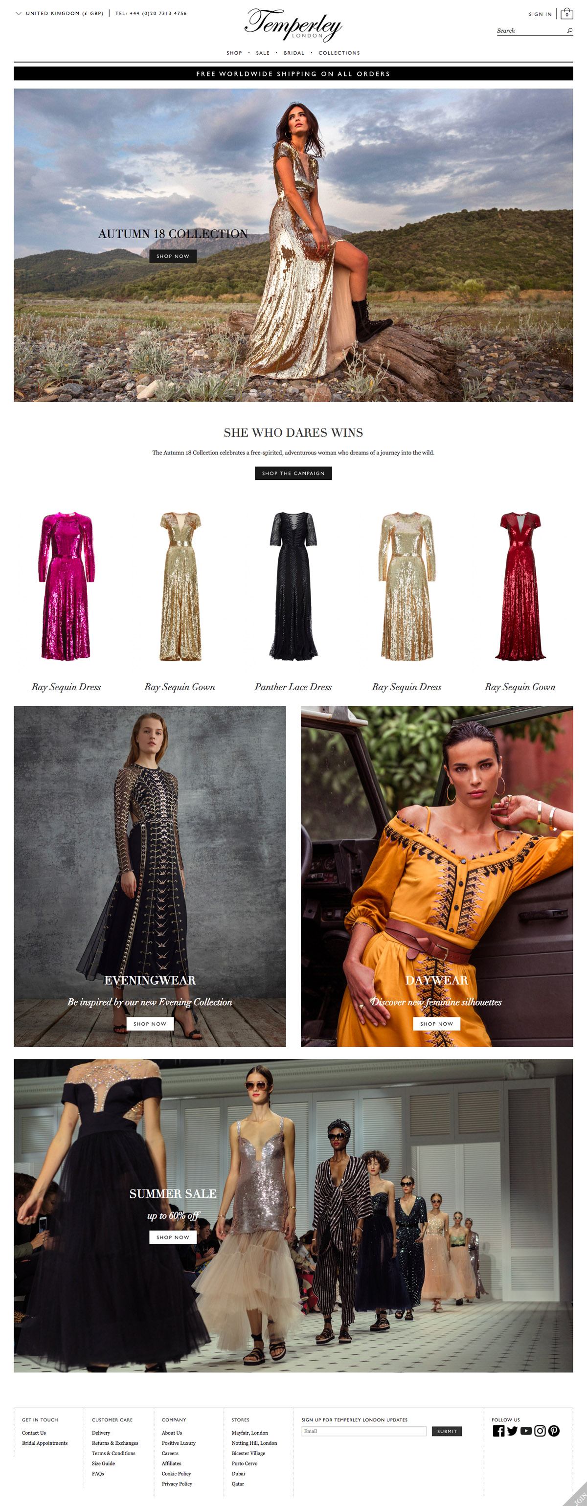 eCommerce website: Temperley London