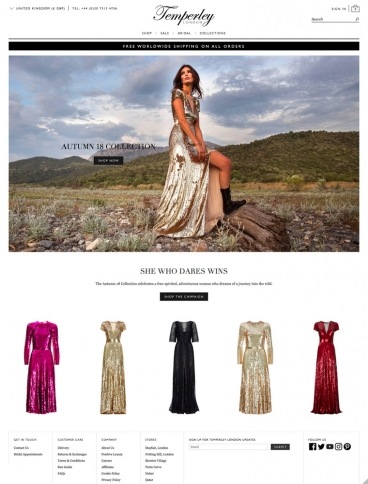 eCommerce website: Temperley London