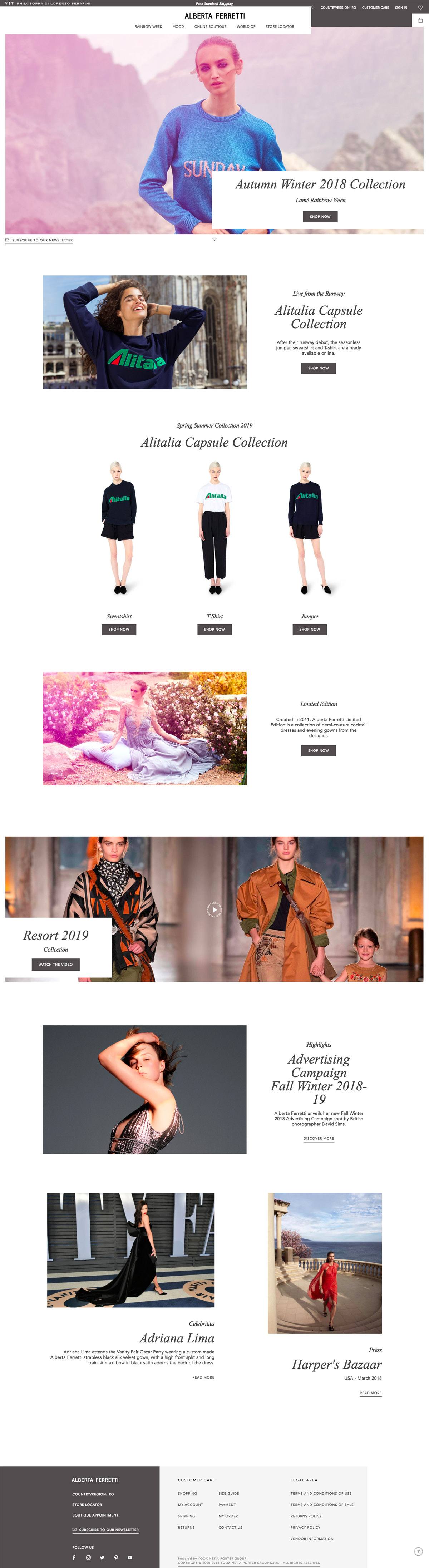 eCommerce website: Alberta Ferretti