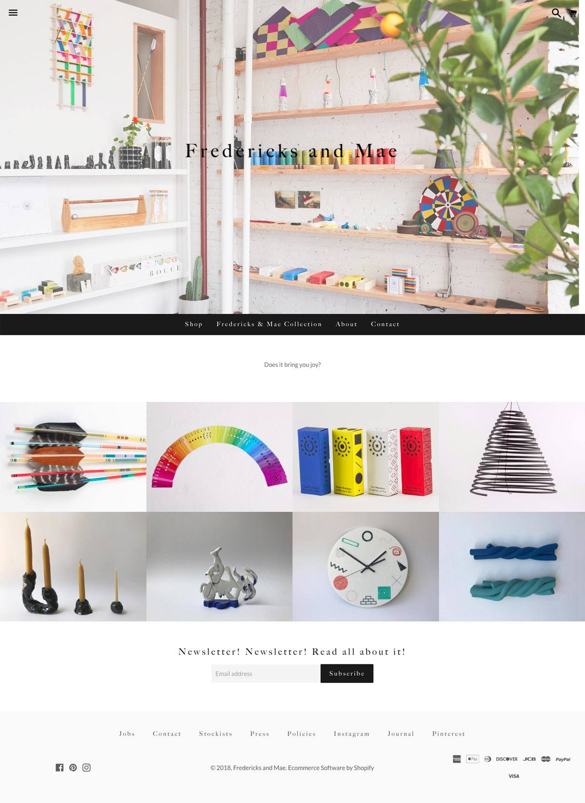 eCommerce website: Fredericks & Mae