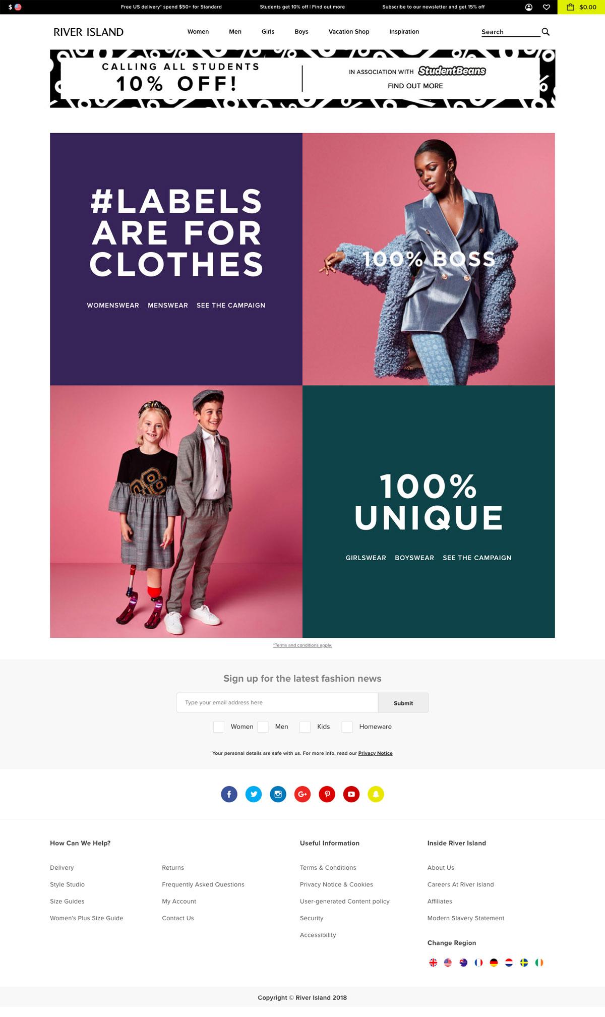 eCommerce website: River Island