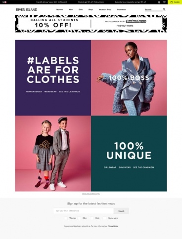 eCommerce website: River Island