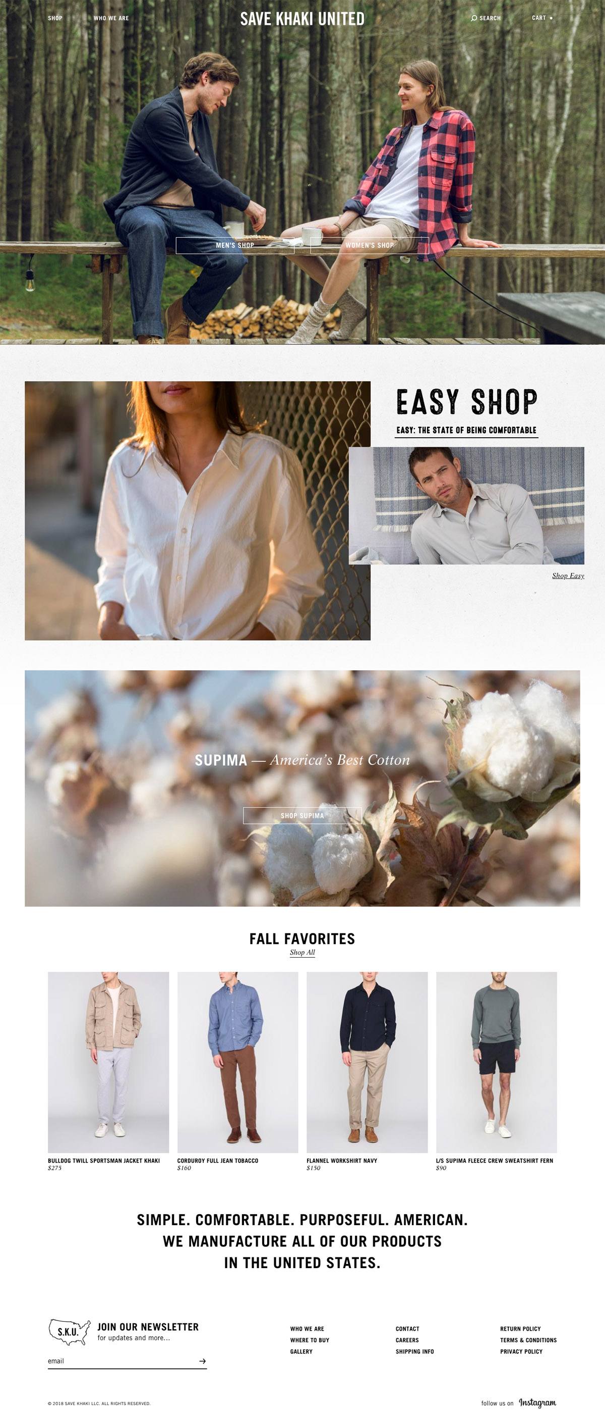 eCommerce website: Save Khaki United