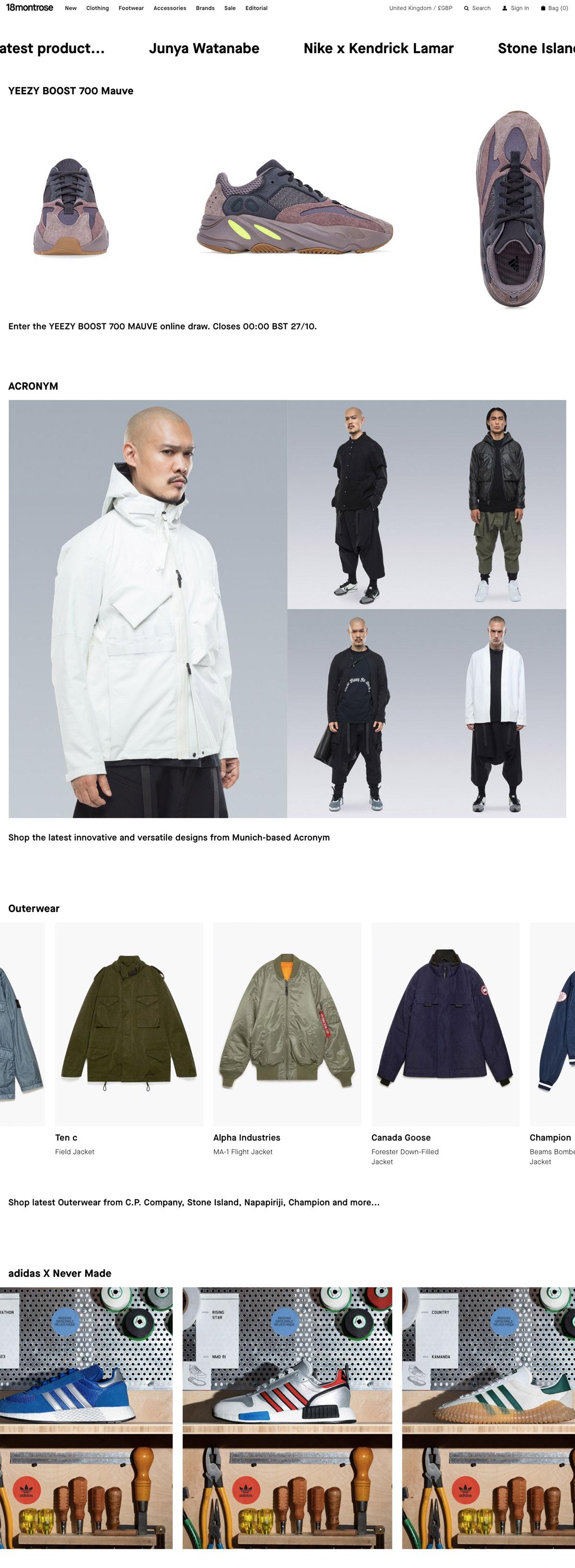 eCommerce website: 18montrose