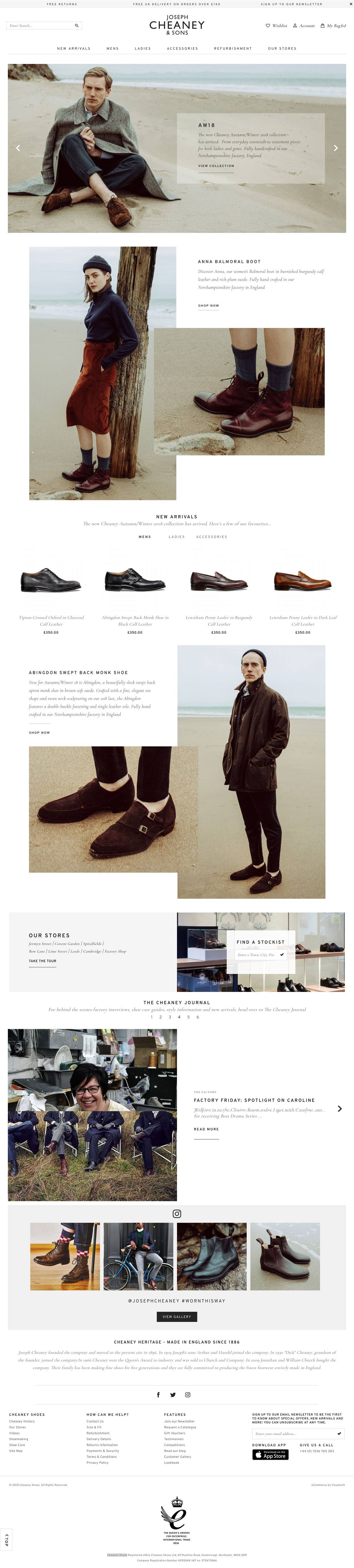 eCommerce website: Cheaney Shoes