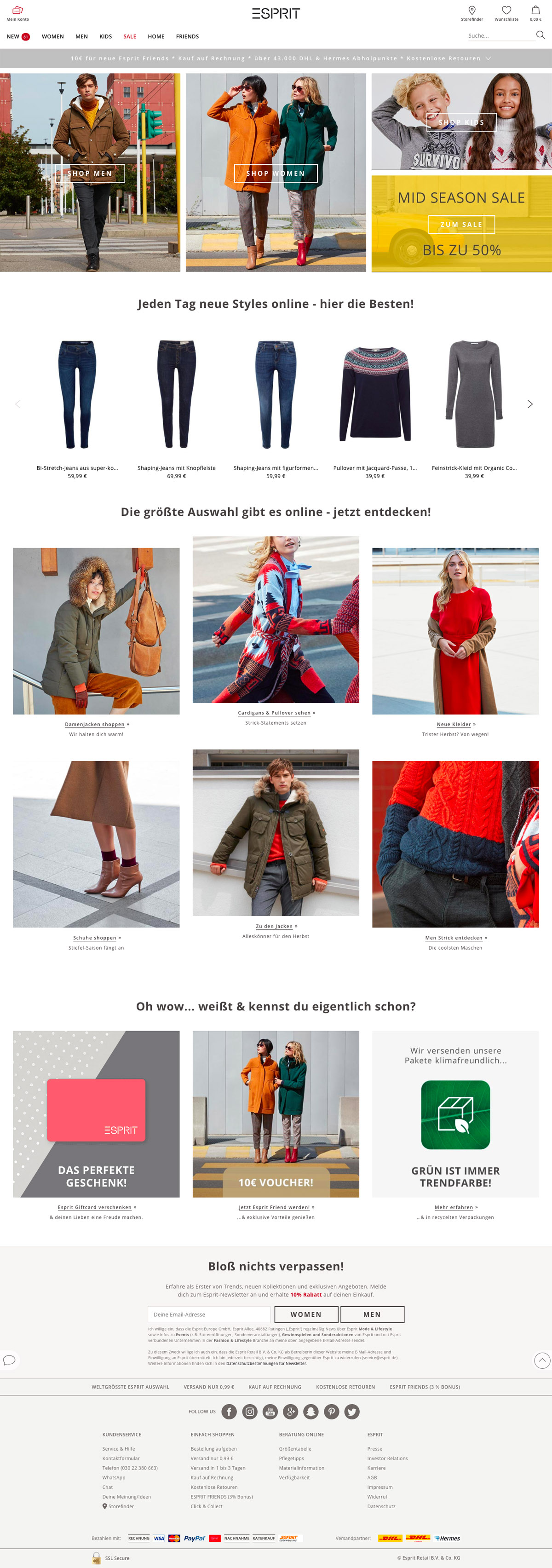 eCommerce website: ESPRIT