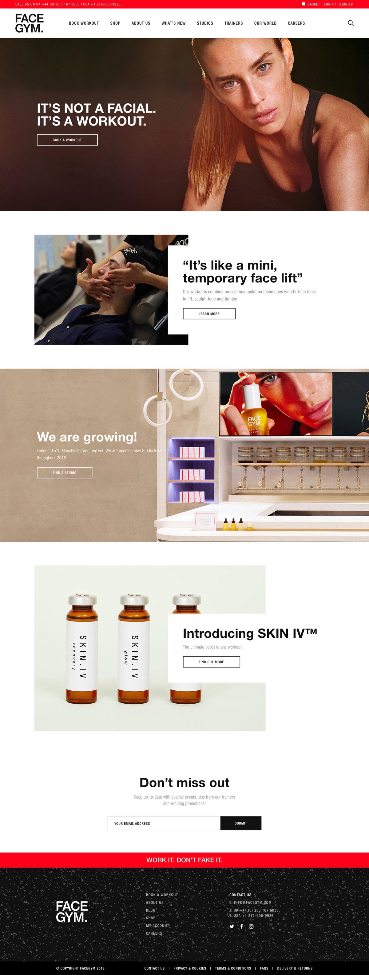 eCommerce website: FACEGYM
