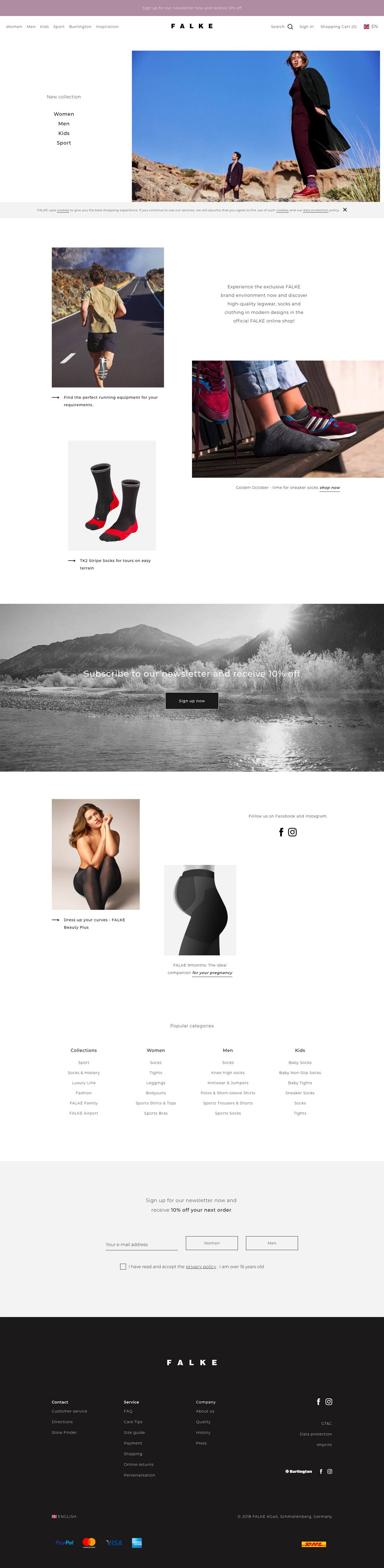 eCommerce website: Falke