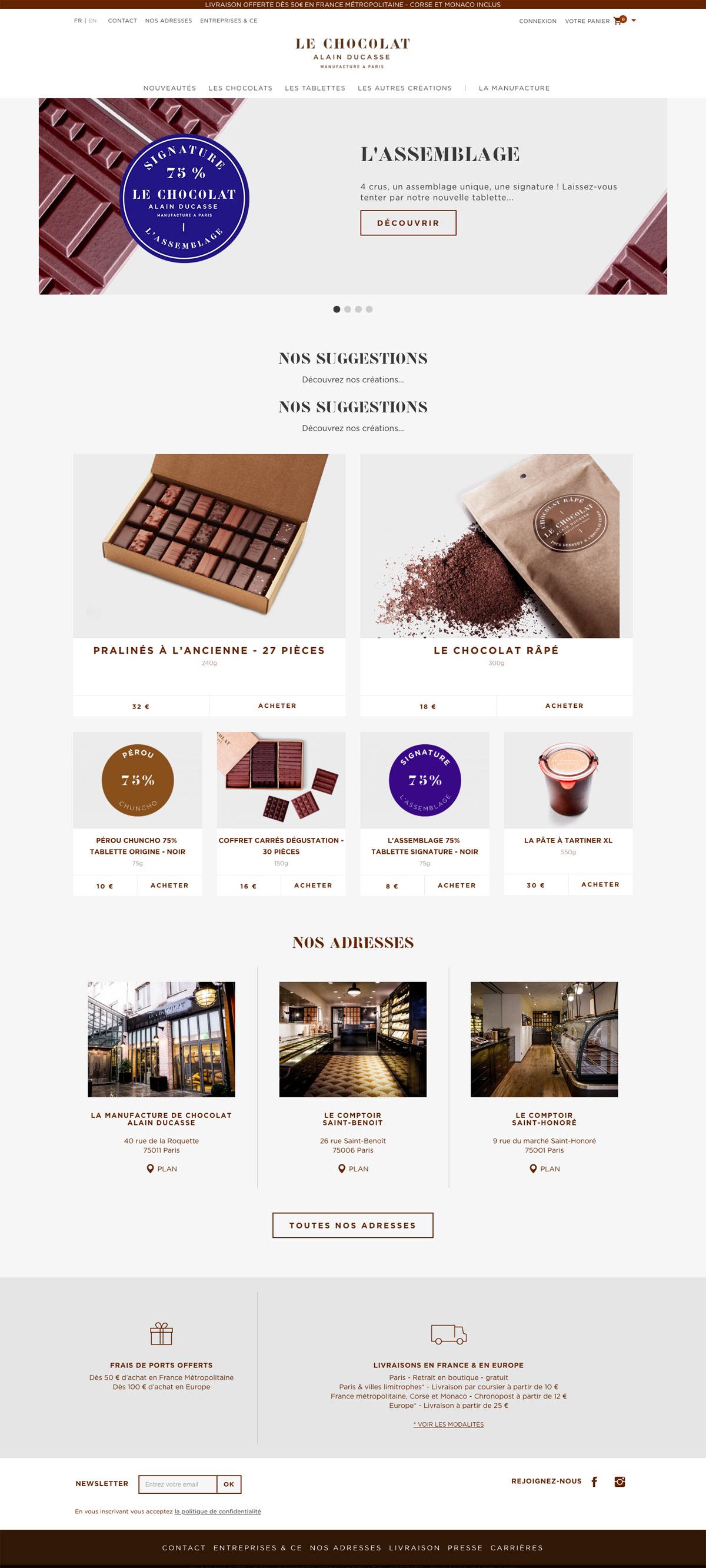 eCommerce website: Le Chocolat Alain Ducasse