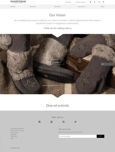 eCommerce website: Manitobah Mukluks