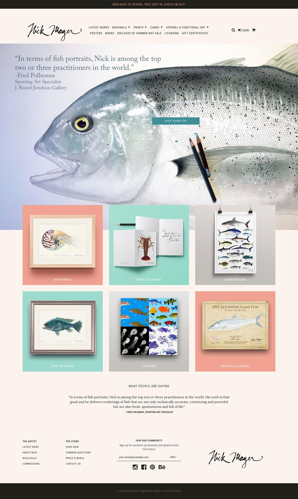 eCommerce website: Nick Mayer Art