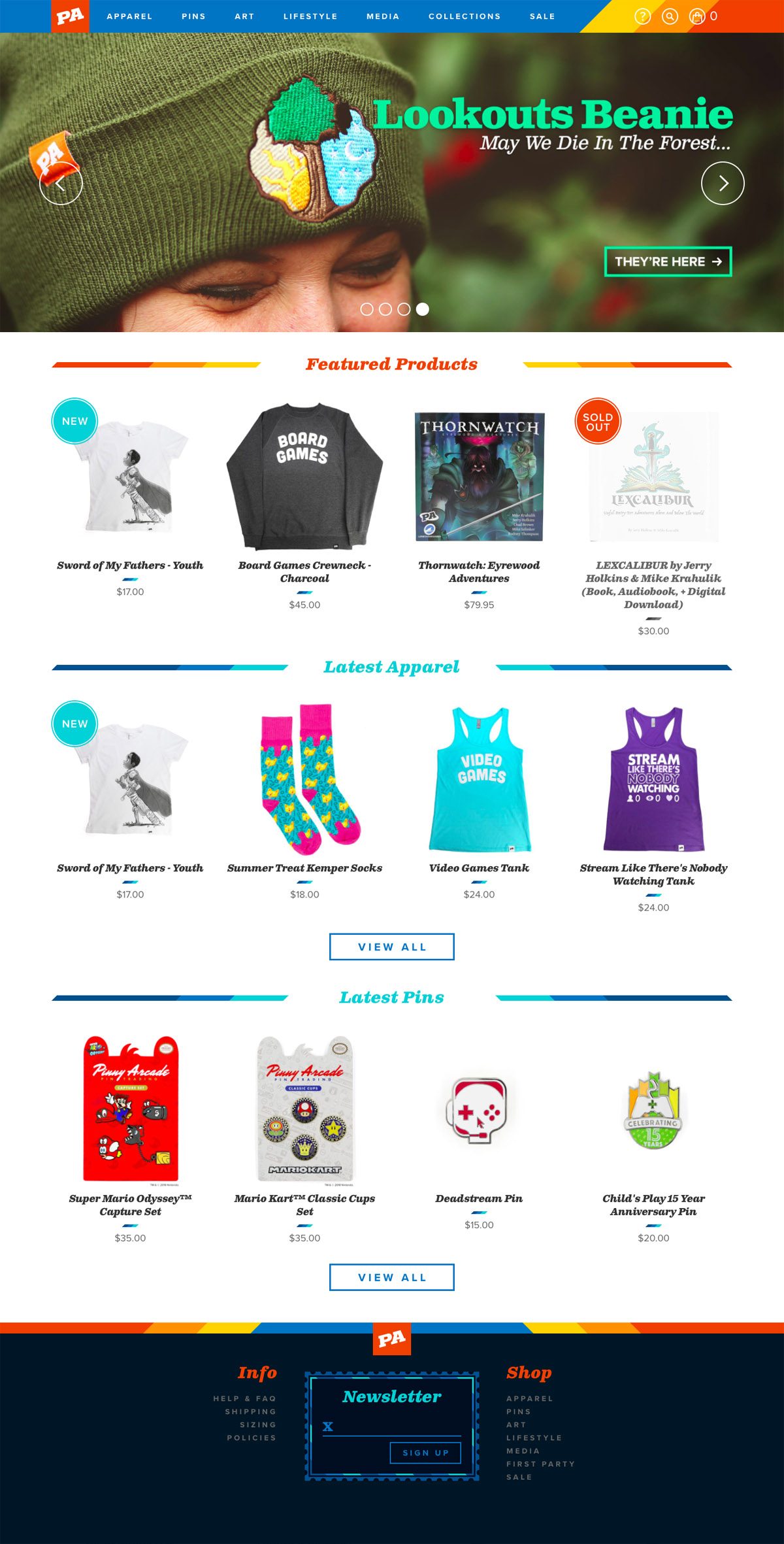 eCommerce website: Penny Arcade