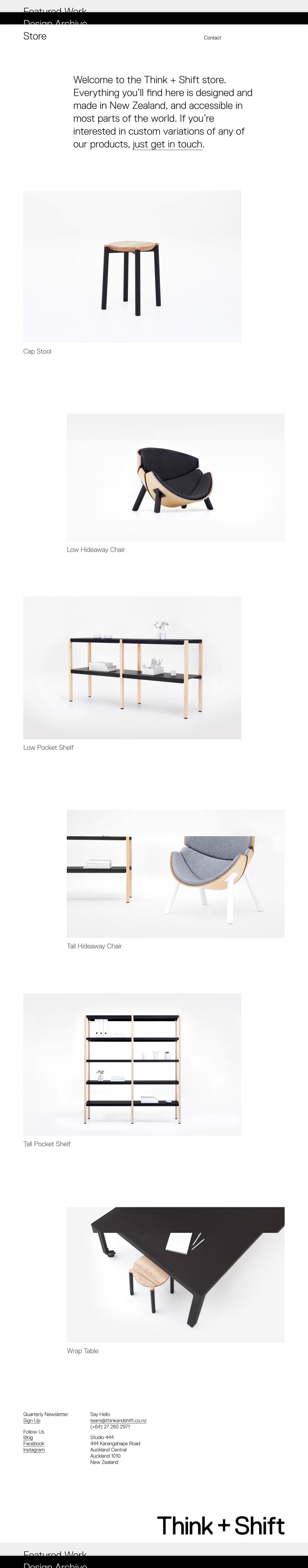 eCommerce website: Think + Shift