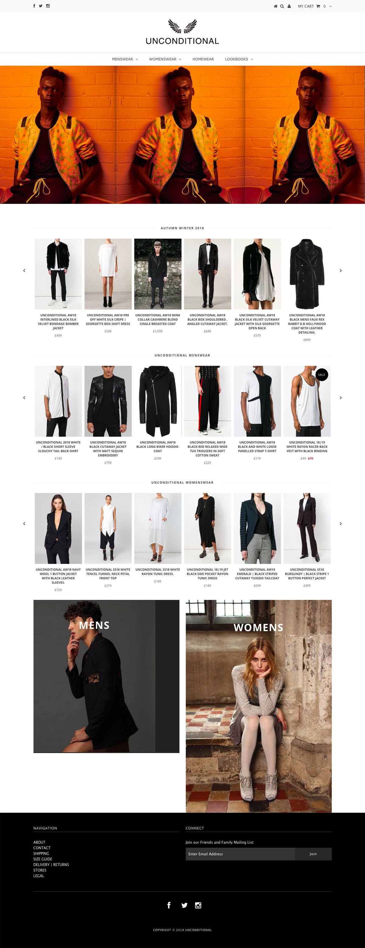 eCommerce website: UNCONDITIONAL