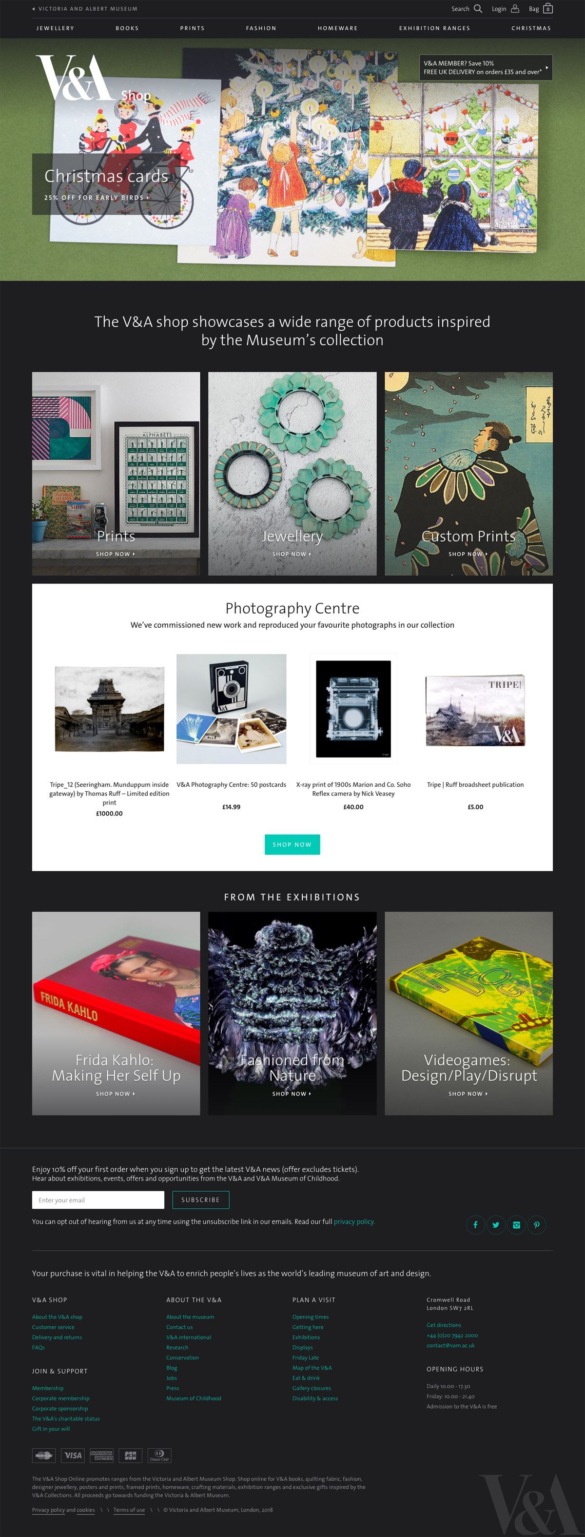 eCommerce website: V&A Shop