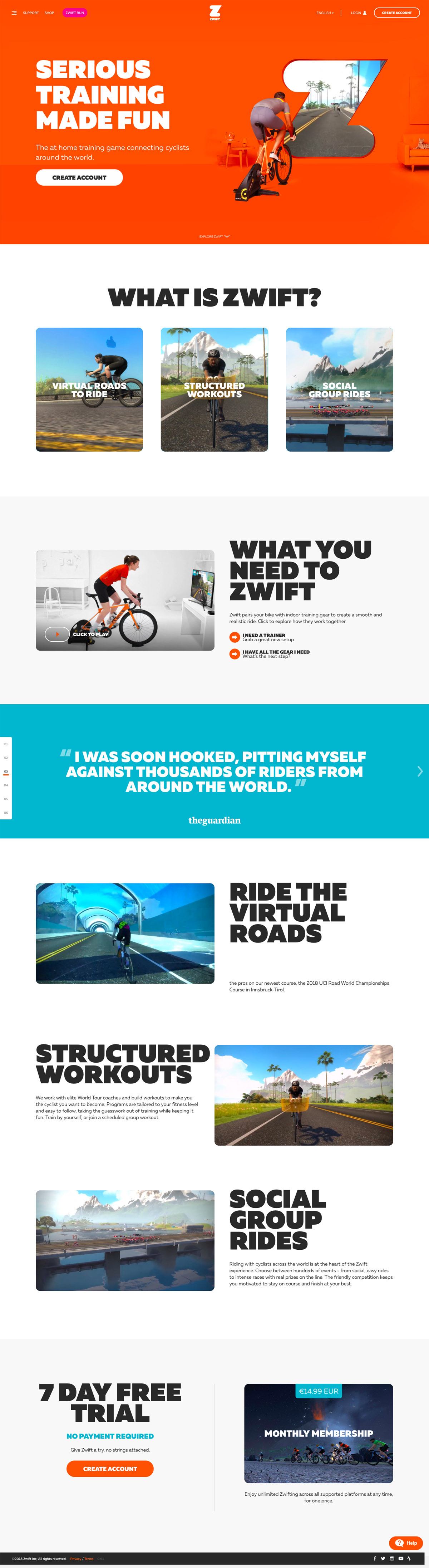 eCommerce website: Zwift