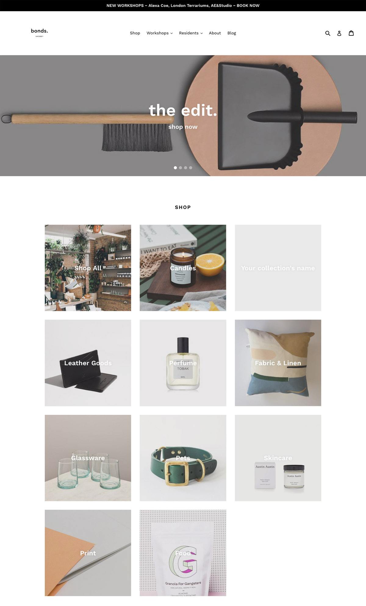 eCommerce website: bonds.hackney