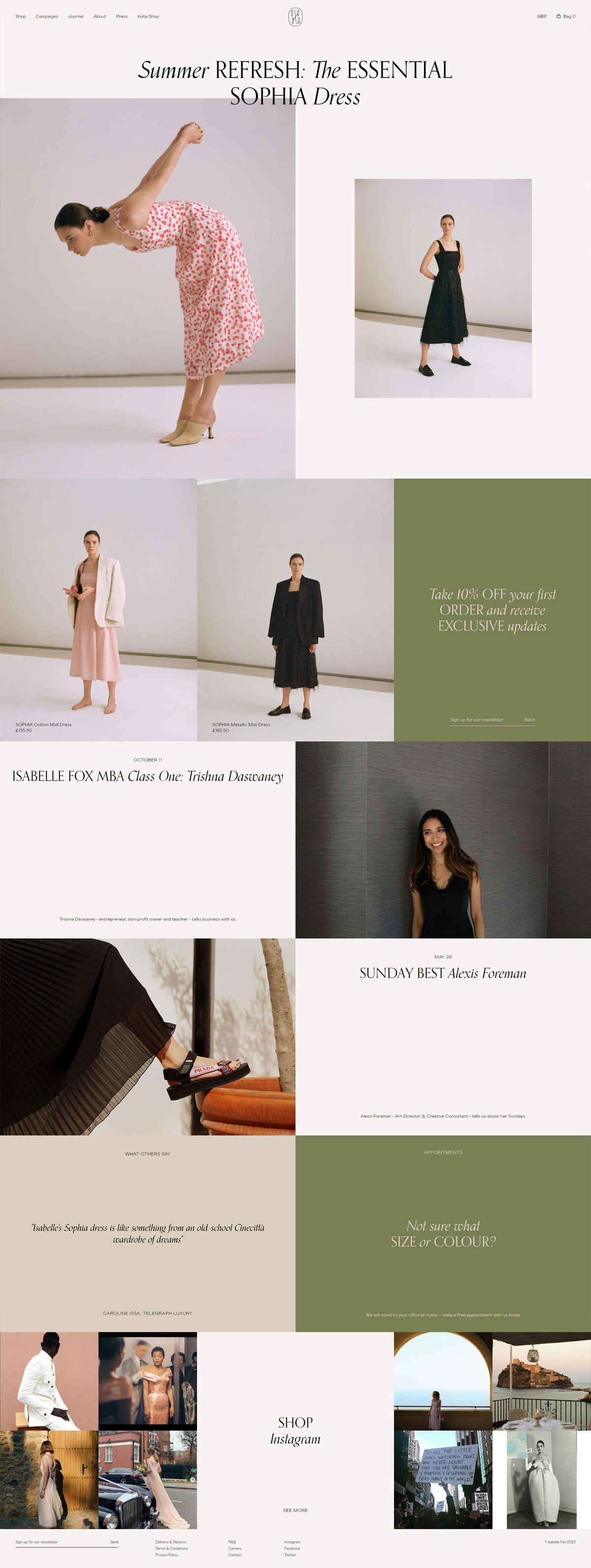 eCommerce website: Isabelle Fox
