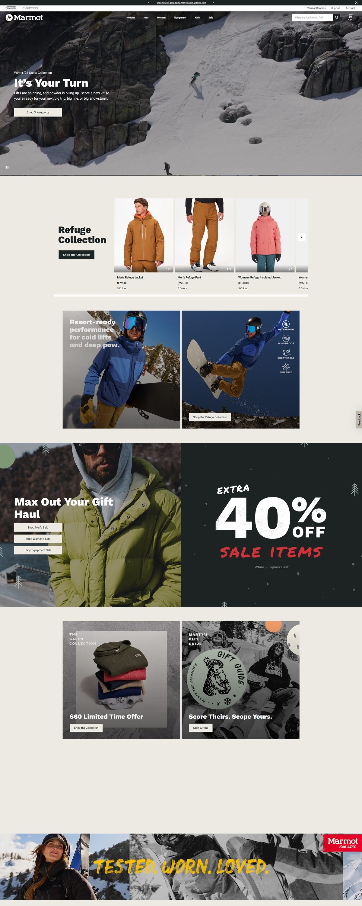 eCommerce website: Marmot