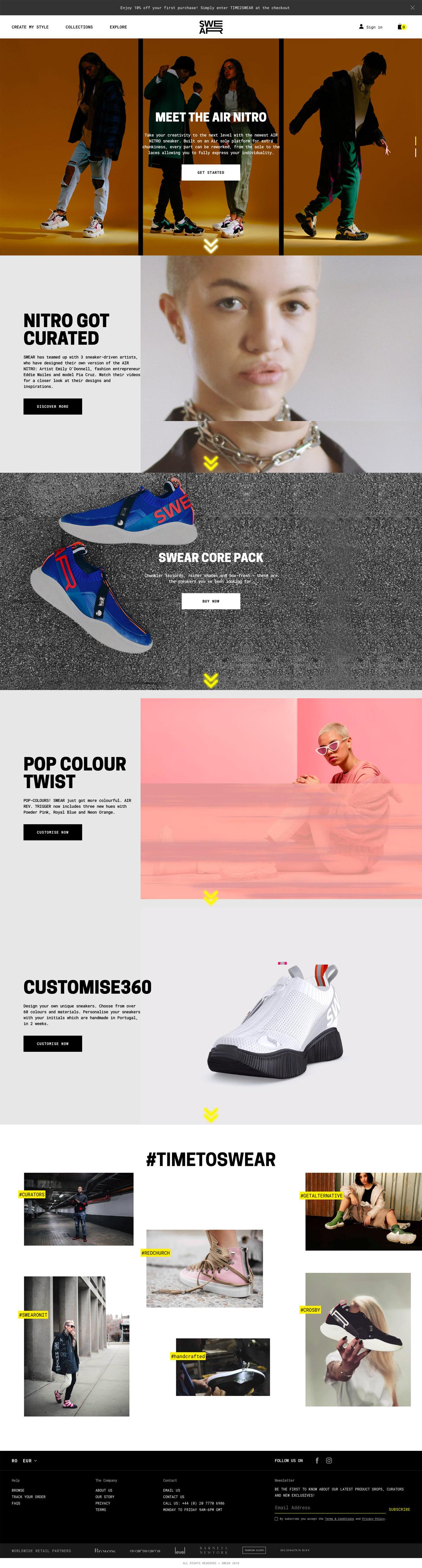 eCommerce website: SWEAR London