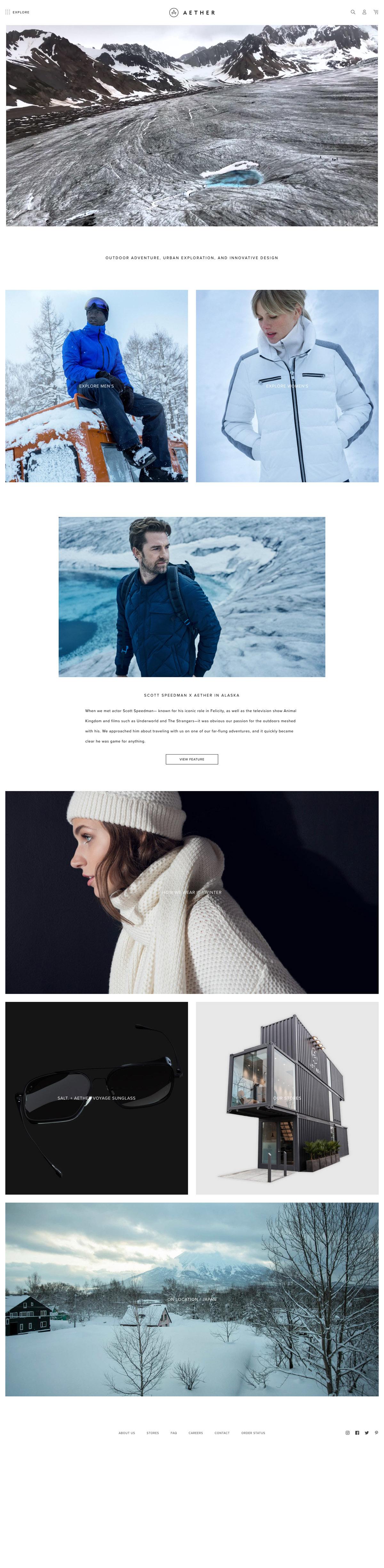 eCommerce website: AETHER Apparel