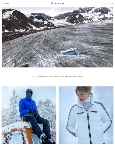 eCommerce website: AETHER Apparel