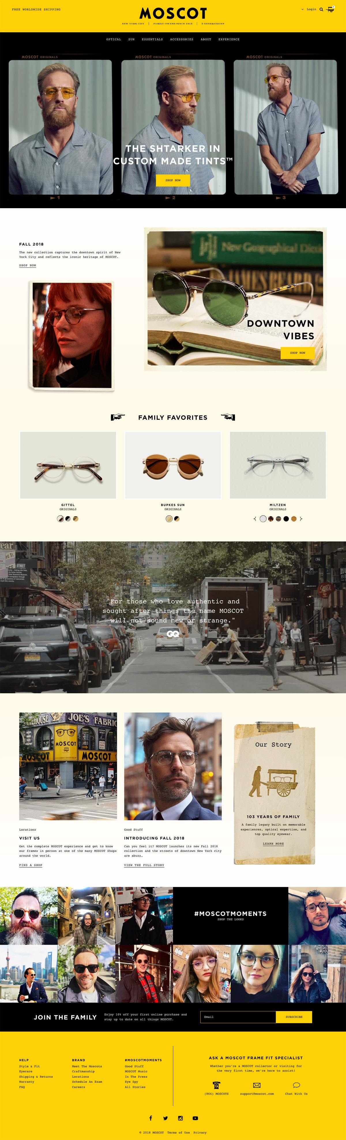 eCommerce website: MOSCOT