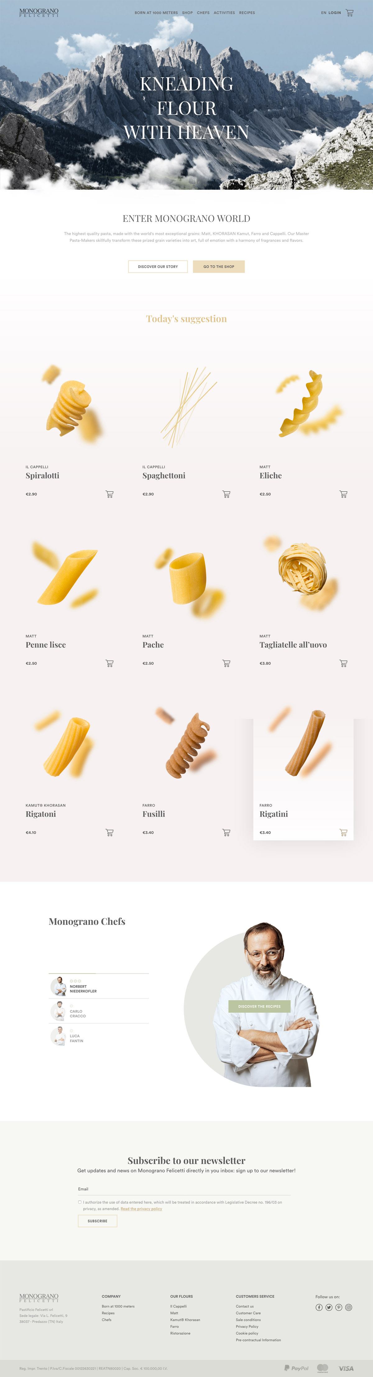 eCommerce website: Monograno Felicetti