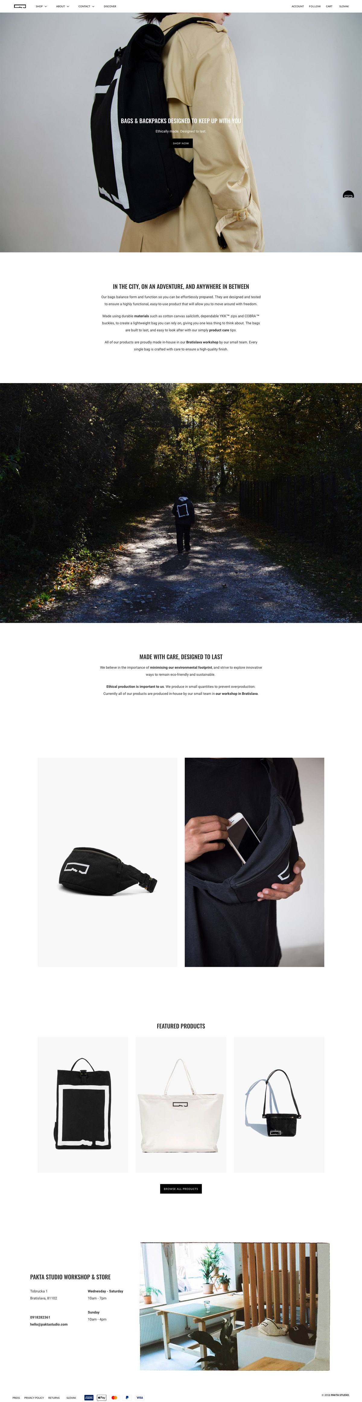 eCommerce website: PAKTA Studio