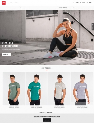 eCommerce website: Physiq Apparel