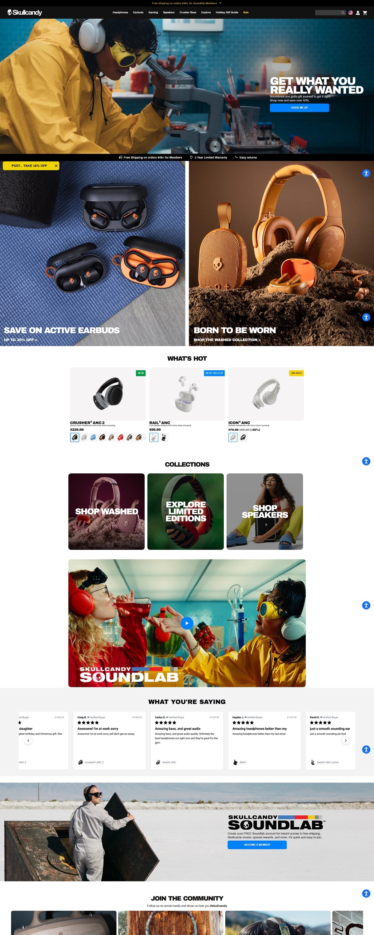 eCommerce website: Skullcandy
