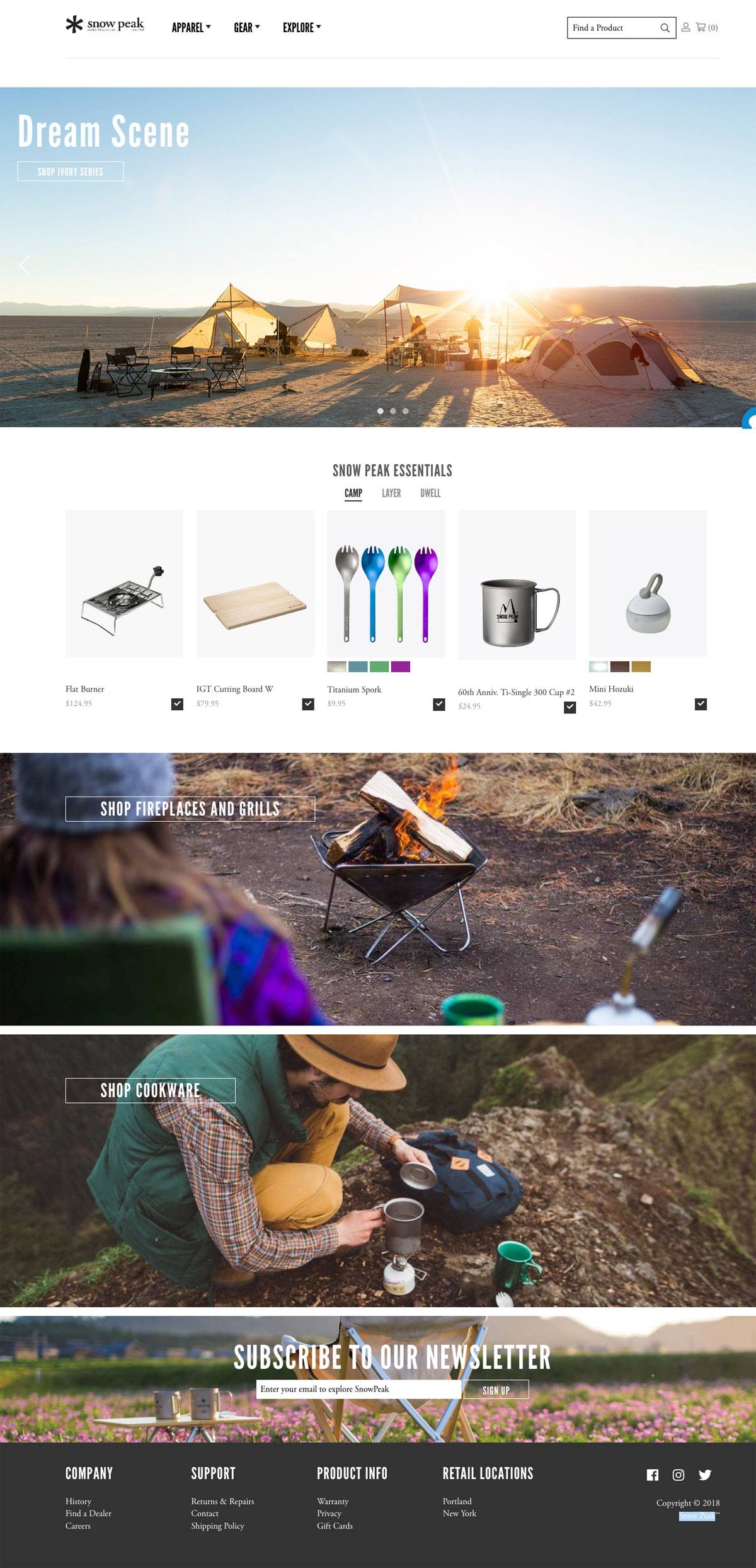 eCommerce website: Snow Peak