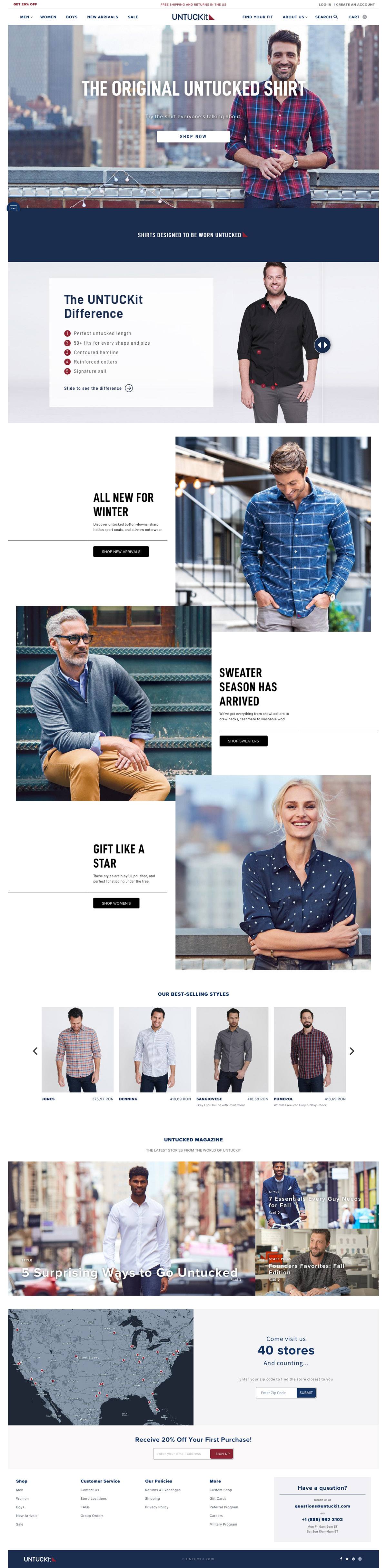 eCommerce website: UNTUCKit