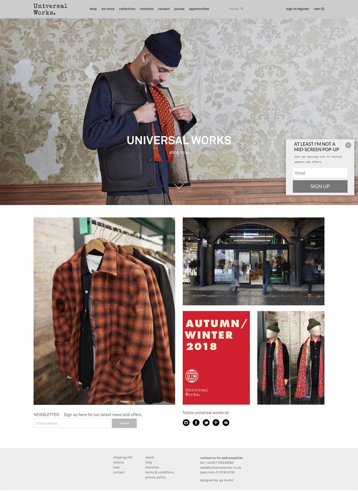 eCommerce website: Universal Works