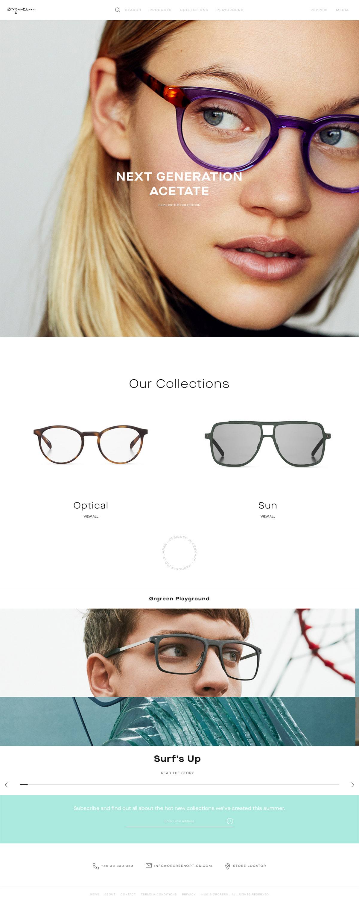 eCommerce website: Ørgreen Optics