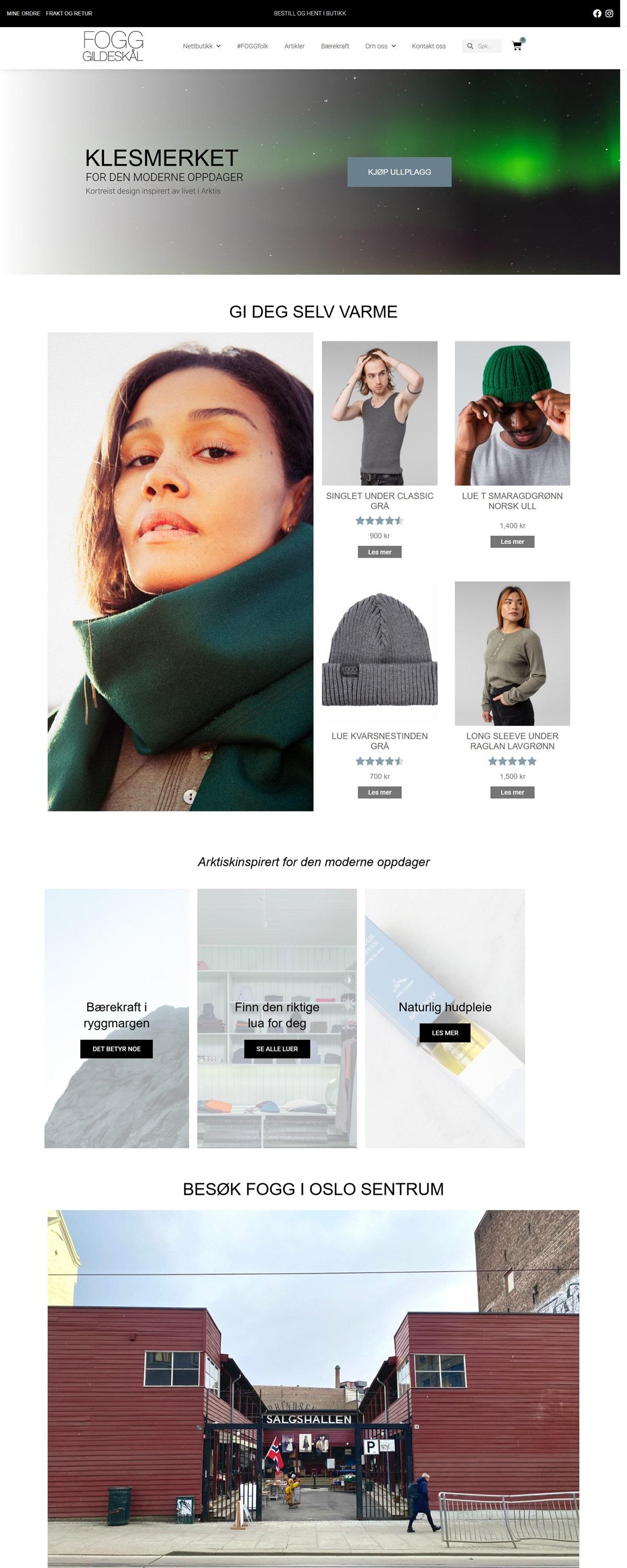 eCommerce website: FOGG Gildeskål