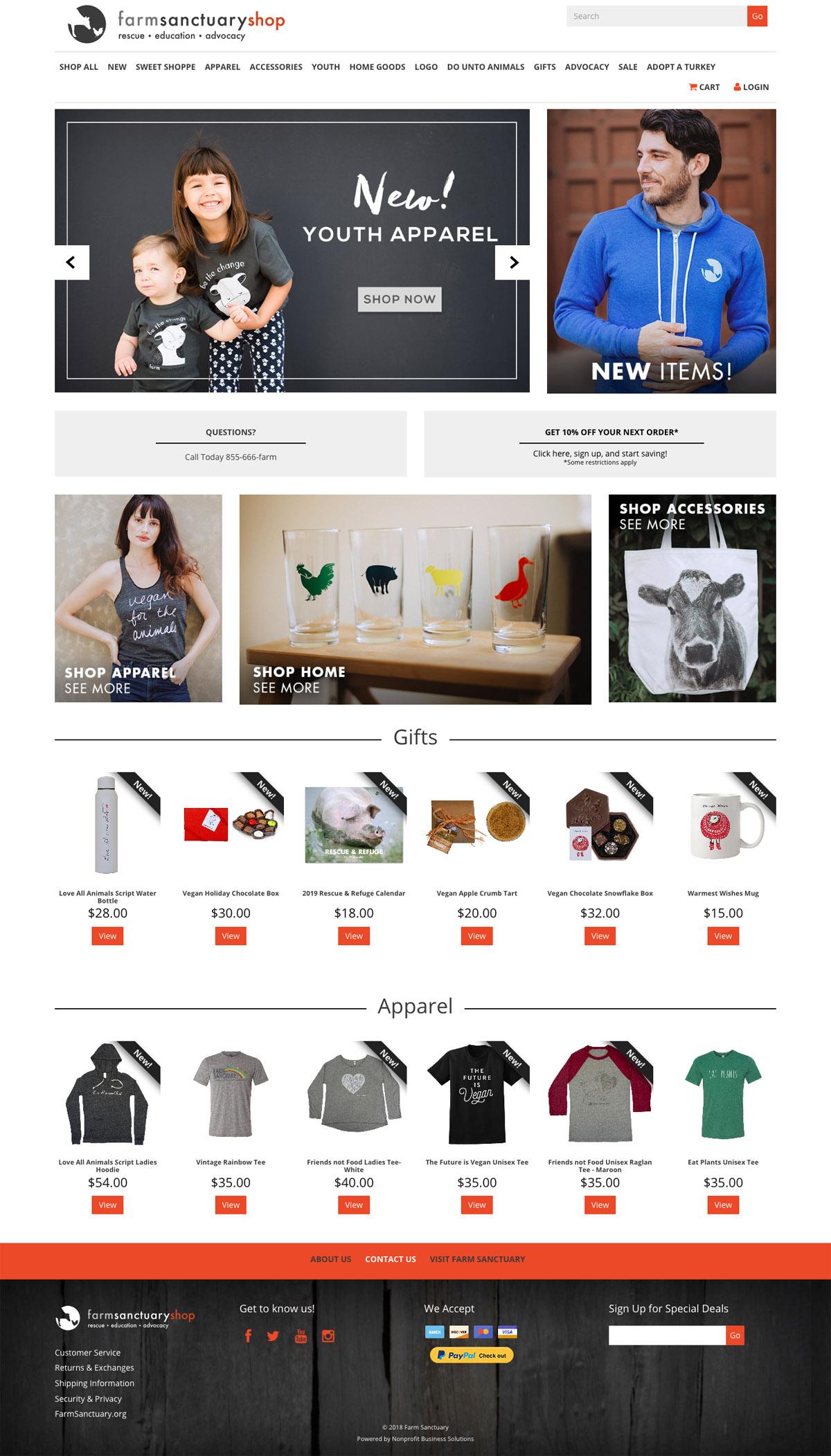 eCommerce website: Farm Sanctuary Shop