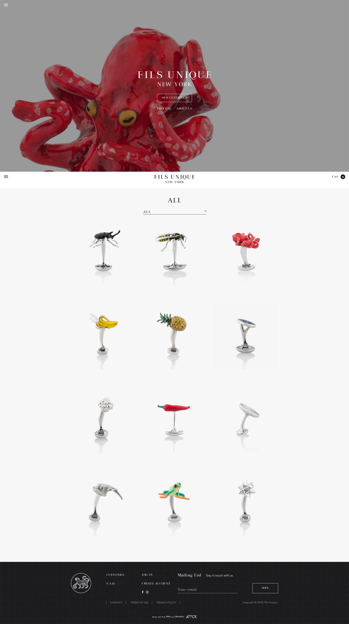 eCommerce website: Fils Unique